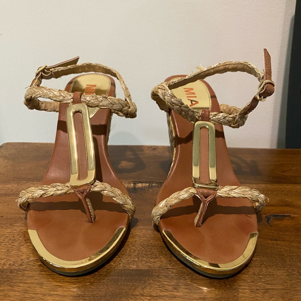 Mia Natural Woven Wedge Heels